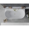 Mexen Oval Slim freistehende Wandbadewanne 170 x 80 cm, weiß/schwarz, Überlauf gebürstet gold - 52661708075-55