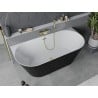Mexen Oval Slim freistehende Wandbadewanne 170 x 80 cm, weiß/schwarz, Überlauf gebürstet gold - 52661708075-55