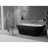 Mexen Oval Slim freistehende Wandbadewanne 170 x 80 cm, weiß/schwarz, Überlauf gebürstet gold - 52661708075-55