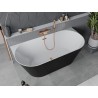 Mexen Oval Slim freistehende Wandbadewanne 170 x 80 cm, weiß/schwarz, Überlauf Roségold - 52661708075-60