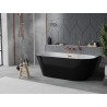 Mexen Oval Slim freistehende Wandbadewanne 170 x 80 cm, weiß/schwarz, Überlauf Roségold - 52661708075-60