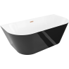 Mexen Oval Slim freistehende Vorwand-Badewanne 170 x 80 cm, weiß/schwarz, Überlauf gebürstetes Kupfer - 52661708075-65