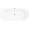 Mexen Oval Slim freistehende Vorwand-Badewanne 170 x 80 cm, weiß/schwarz, Überlauf gebürstetes Kupfer - 52661708075-65