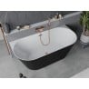Mexen Oval Slim freistehende Vorwand-Badewanne 170 x 80 cm, weiß/schwarz, Überlauf gebürstetes Kupfer - 52661708075-65