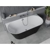 Mexen Oval Slim freistehende an die Wand montierte Badewanne 170 x 80 cm, weiß/schwarz, Überlauf gun gray gebürstet