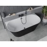 Mexen Oval Slim freistehende Wandwanne 170 x 80 cm, weiß/schwarz, schwarzer Überlauf - 52661708075-70