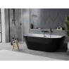 Mexen Oval Slim freistehende Wandwanne 170 x 80 cm, weiß/schwarz, schwarzer Überlauf - 52661708075-70