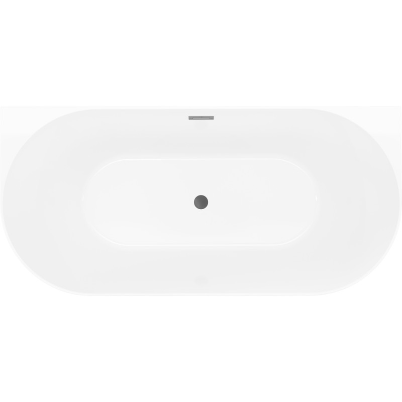 Mexen Oval Slim freistehende Wandbadewanne 170 x 80 cm, weiß/schwarz, Überlauf Gun Metal - 52661708075-95