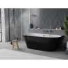 Mexen Oval Slim freistehende Wandbadewanne 170 x 80 cm, weiß/schwarz, Überlauf Gun Metal - 52661708075-95