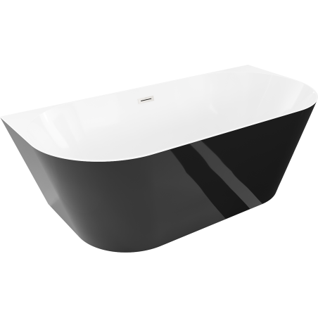 Mexen Oval Slim freistehende wandnahe Badewanne 170 x 80 cm, weiß/schwarz, Überlauf gebürstetes Nickel - 52661708075-97