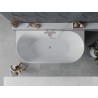 Mexen Oval Slim freistehende wandnahe Badewanne 170 x 80 cm, weiß/schwarz, Überlauf gebürstetes Nickel - 52661708075-97