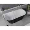 Mexen Oval Slim freistehende wandnahe Badewanne 170 x 80 cm, weiß/schwarz, Überlauf gebürstetes Nickel - 52661708075-97