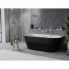 Mexen Oval Slim freistehende wandnahe Badewanne 170 x 80 cm, weiß/schwarz, Überlauf gebürstetes Nickel - 52661708075-97