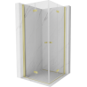 Mexen Mist-F Duo faltbare Duschkabine 90 x 90 cm, transparent, gebürstetes Gold - 8A6-090L-090P-55-00