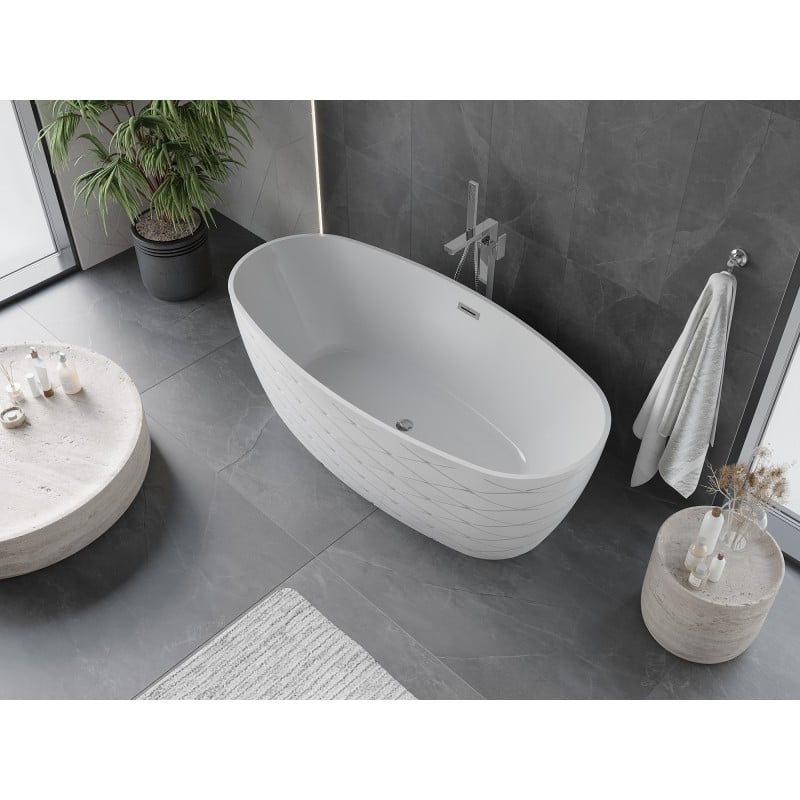 Mexen Olea freistehende Badewanne Design 170 x 80 cm, weiß, Überlauf chrom - 52821708000-01