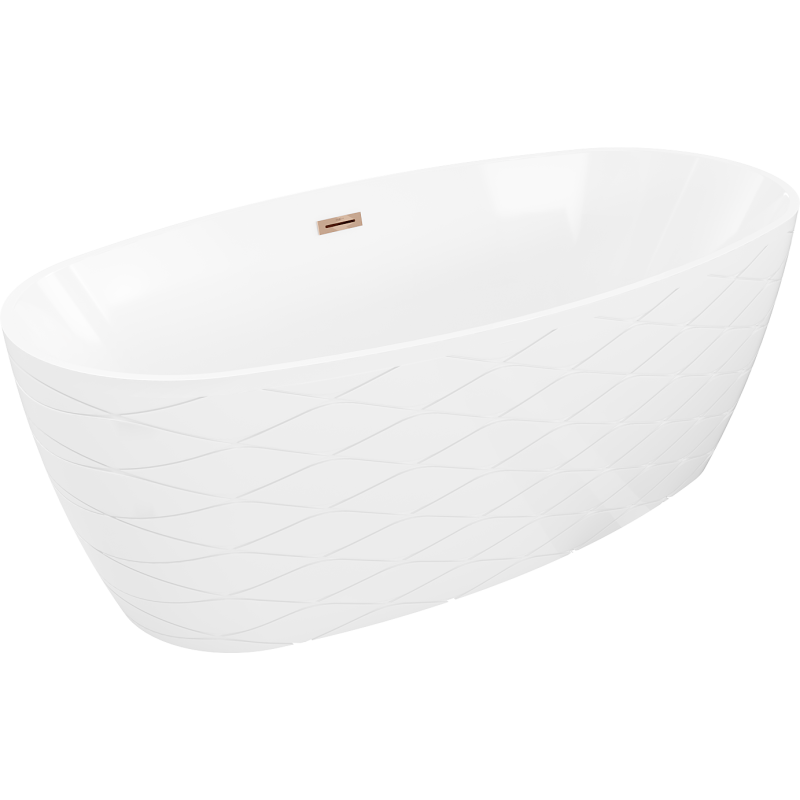Mexen Olea freistehende Badewanne Design 170 x 80 cm, weiß, Überlauf Roségold - 52821708000-60