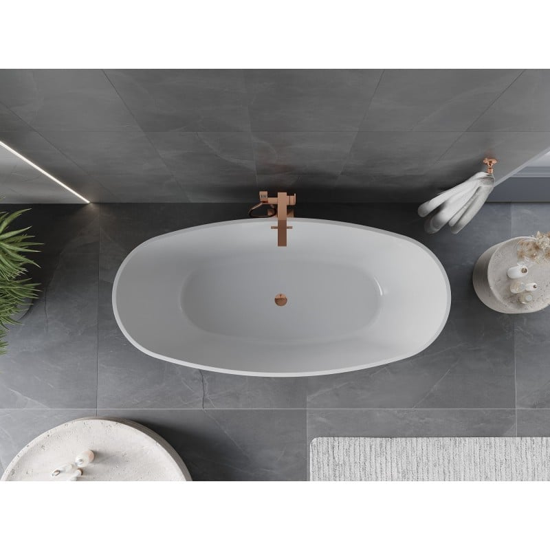 Mexen Olea freistehende Badewanne Design 170 x 80 cm, weiß, Überlauf Roségold - 52821708000-60