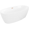 Mexen Olea freistehende Badewanne Muster 170 x 80 cm, weiß, Überlauf gebürstetes Kupfer - 52821708000-65