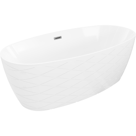 Mexen Olea freistehende Badewanne Muster 170 x 80 cm, weiß, Überlauf gun gray gebürstet - 52821708000-66
