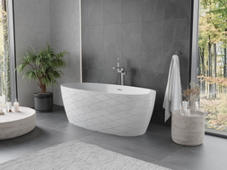 Mexen Olea freistehende Badewanne Muster 170 x 80 cm, weiß, Überlauf gun gray gebürstet - 52821708000-66