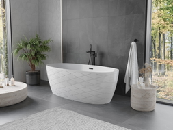 Mexen Olea freistehende Badewanne Muster 170 x 80 cm, weiß, Überlauf schwarz - 52821708000-70