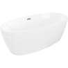 Mexen Olea freistehende Badewanne Muster 170 x 80 cm, weiß, Überlauf gun metal - 52821708000-95