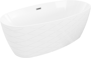 Mexen Olea freistehende Badewanne Muster 170 x 80 cm, weiß, Überlauf gun metal - 52821708000-95
