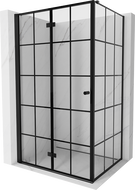 Mexen Mist-F Klapp-Duschkabine links 90 x 80 cm, schwarzes Gitter, schwarz - 8A6T-090-080-70-77-L