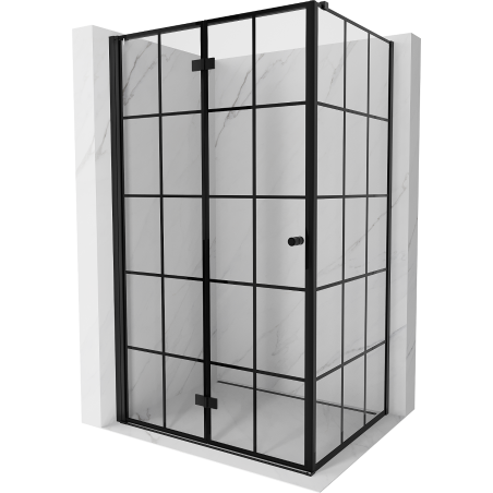 Mexen Mist-F faltbare Duschkabine links 120 x 80 cm, schwarzes Gitter, schwarz - 8A6T-120-080-70-77-L