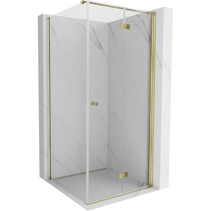 Mexen Mist-F klappbare Duschkabine rechts 85 x 85 cm, transparent, gold - 8A6T-085-085-50-00-P