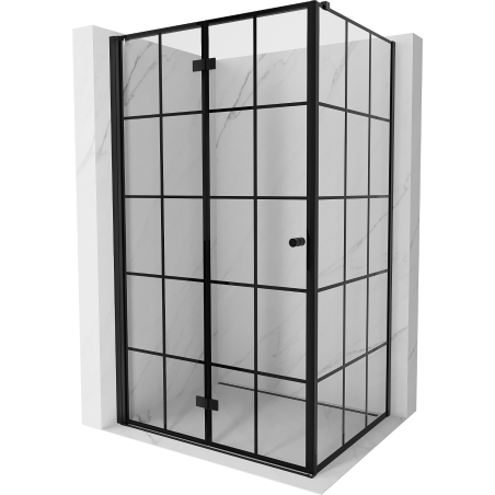 Mexen Mist-F faltbare Duschkabine links 70 x 85 cm, schwarzes Gitter, schwarz - 8A6T-070-085-70-77-L