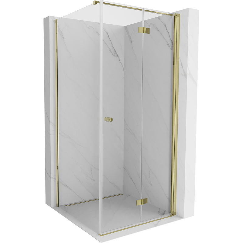 Mexen Mist-F Falttür-Duschkabine rechts 120 x 120 cm, transparent, gold - 8A6T-120-120-50-00-P