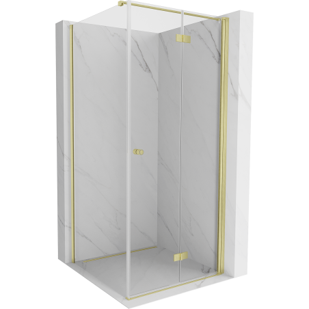 Mexen Mist-F faltbare Duschkabine rechts 70 x 70 cm, transparent, gebürstet gold - 8A6T-070-070-55-00-P