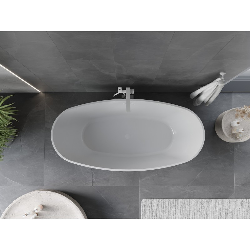 Mexen Olea freistehende Badewanne Muster 170 x 80 cm, weiß/schwarz, Überlauf weiß - 52821708075-20