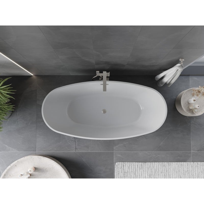 Mexen Olea freistehende Badewanne Muster 170 x 80 cm, weiß/schwarz, Überlauf gebürsteter Nickel - 52821708075-97