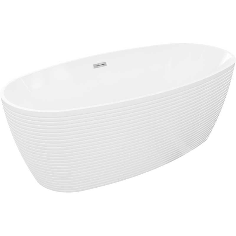 Mexen Lira freistehende Badewanne Muster 170 x 80 cm, weiß, Überlauf Chrom - 52831708000-01