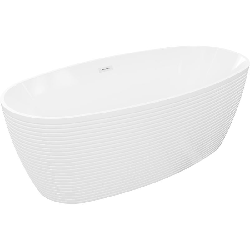 Mexen Lira freistehende Badewanne Muster 170 x 80 cm, weiß, weißer Überlauf - 52831708000-20