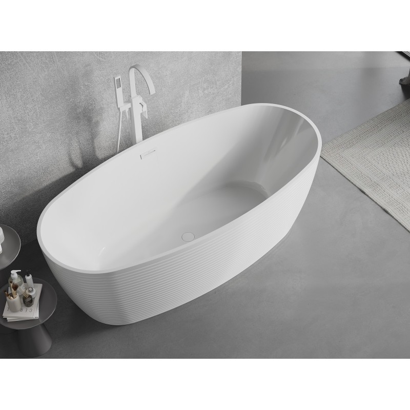 Mexen Lira freistehende Badewanne Muster 170 x 80 cm, weiß, weißer Überlauf - 52831708000-20