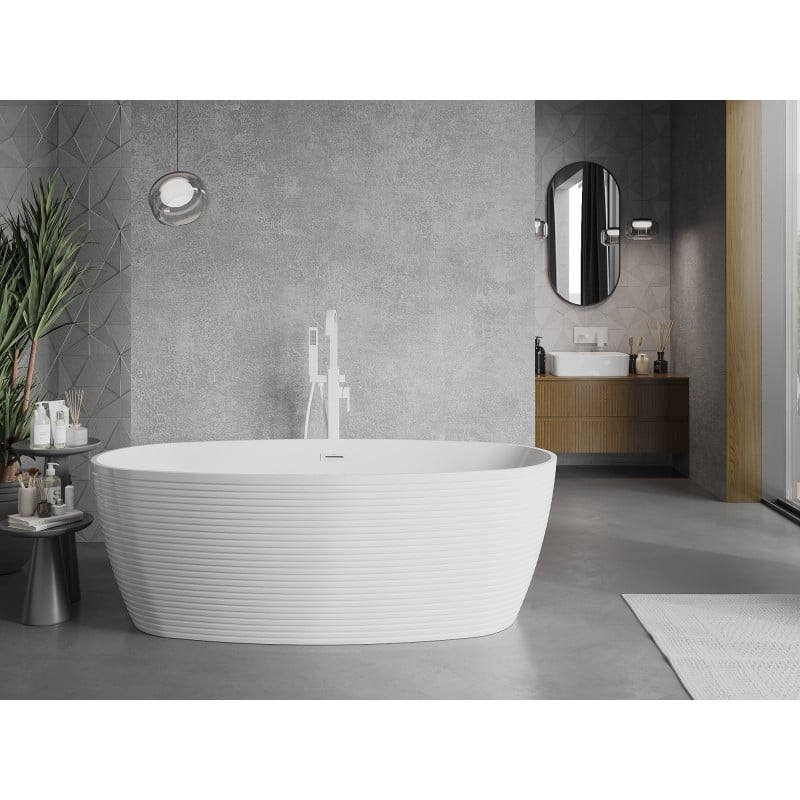 Mexen Lira freistehende Badewanne Muster 170 x 80 cm, weiß, weißer Überlauf - 52831708000-20