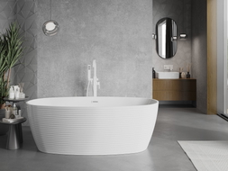Mexen Lira freistehende Badewanne Muster 170 x 80 cm, weiß, weißer Überlauf - 52831708000-20