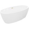 Mexen Lira freistehende Badewanne Muster 170 x 80 cm, weiß, Überlauf gebürstet gold - 52831708000-55