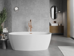 Mexen Lira freistehende Badewanne Modell 170 x 80 cm, weiß, Überlauf Roségold - 52831708000-60