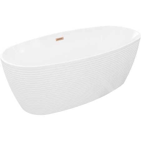 Mexen Lira freistehende Badewanne Muster 170 x 80 cm, weiß, Überlauf gebürstetes Kupfer - 52831708000-65