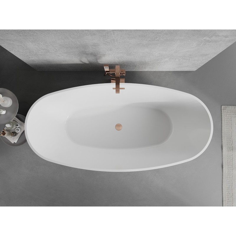 Mexen Lira freistehende Badewanne Muster 170 x 80 cm, weiß, Überlauf gebürstetes Kupfer - 52831708000-65