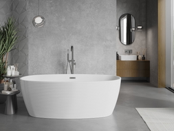 Mexen Lira freistehende Badewanne Muster 170 x 80 cm, weiß, Überlauf gun gray gebürstet - 52831708000-66