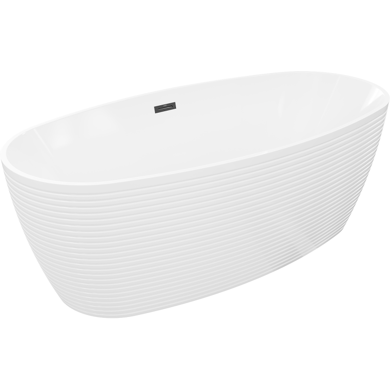 Mexen Lira freistehende Badewanne Muster 170 x 80 cm, weiß, schwarzer Überlauf - 52831708000-70