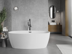 Mexen Lira freistehende Badewanne Muster 170 x 80 cm, weiß, schwarzer Überlauf - 52831708000-70
