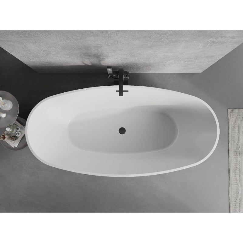 Mexen Lira freistehende Badewanne Muster 170 x 80 cm, weiß, schwarzer Überlauf - 52831708000-70