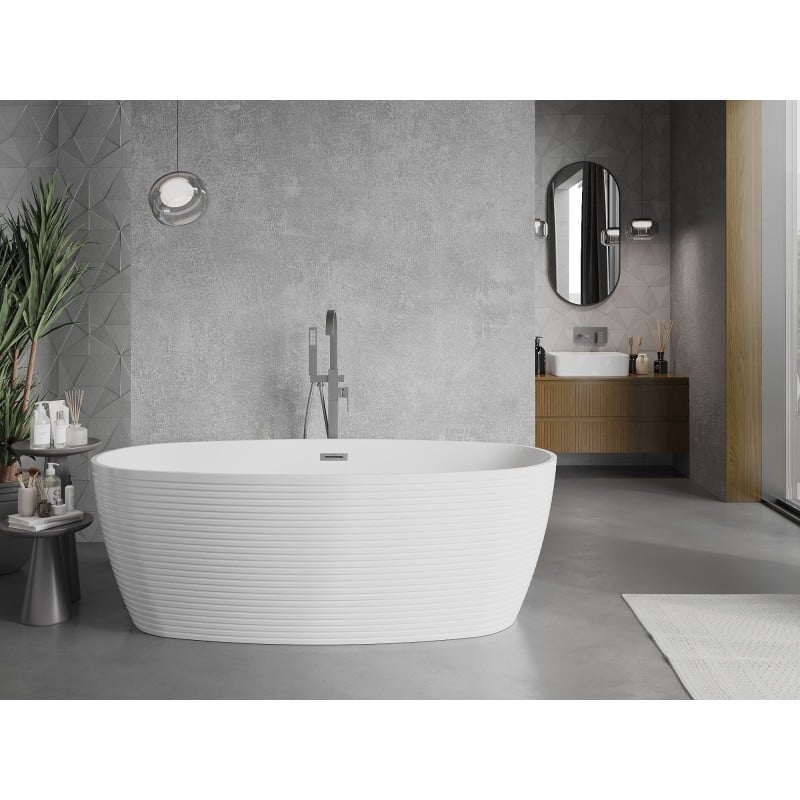 Mexen Lira freistehende Badewanne Muster 170 x 80 cm, weiß, Überlauf Gun Metal - 52831708000-95