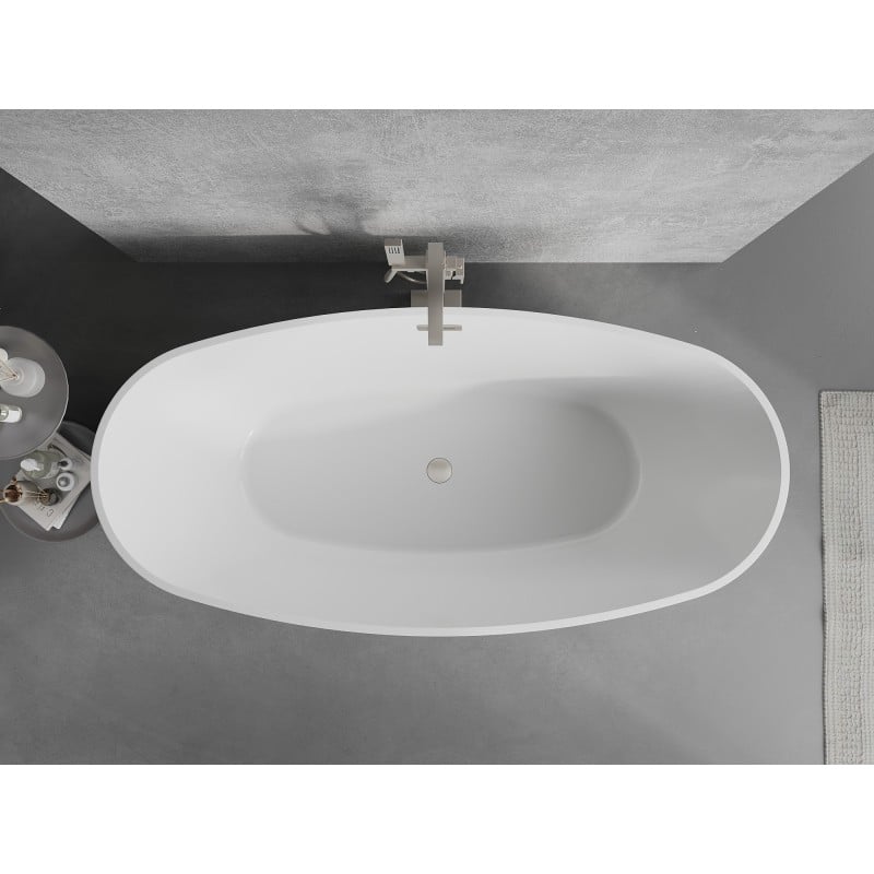 Mexen Lira freistehende Badewanne Muster 170 x 80 cm, weiß, Überlauf gebürstetes Nickel - 52831708000-97